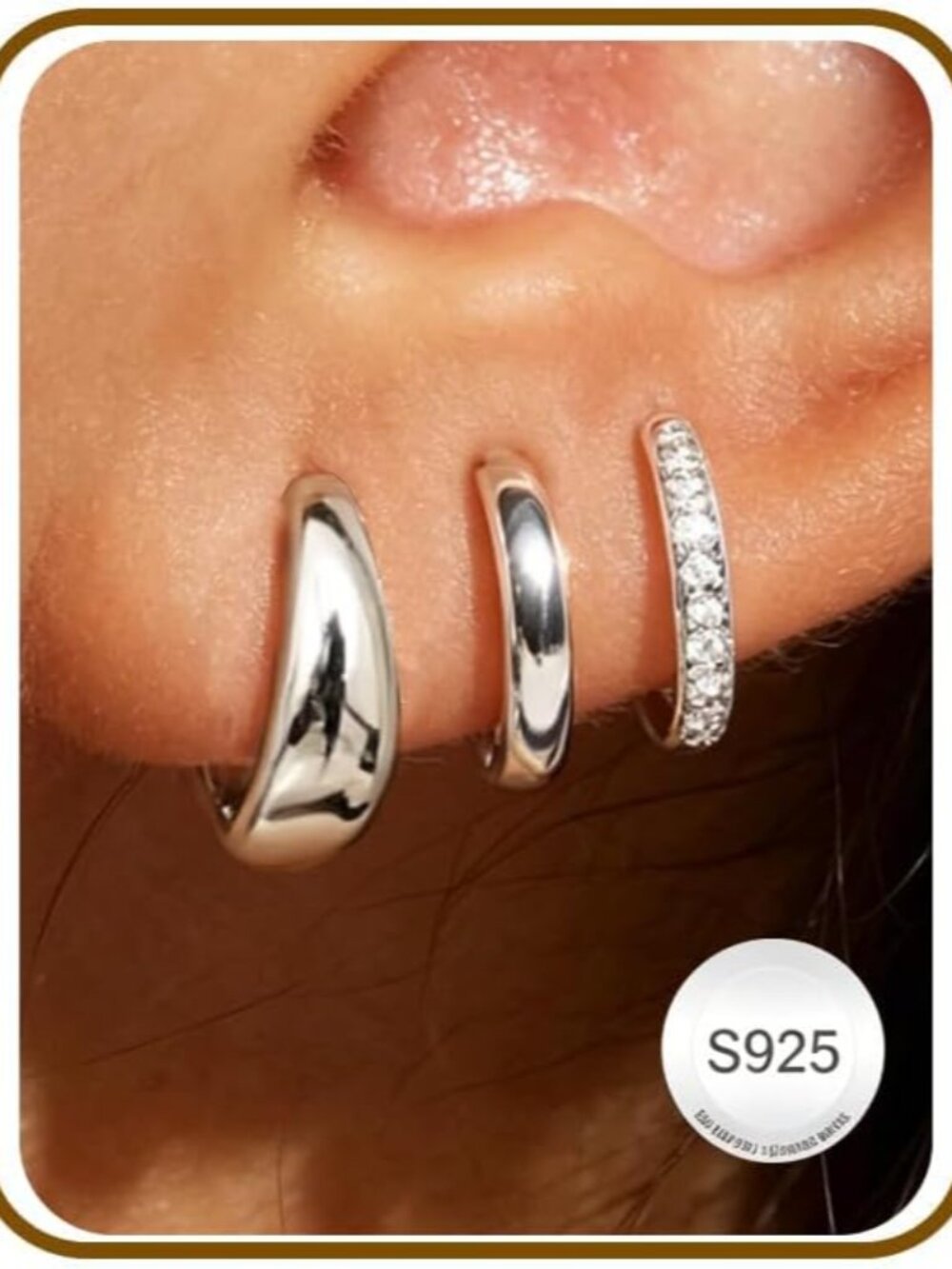 Gift for Her 3 Pairs 925 Sterling Silver Earrings for Women Non Tarnish Small Hy
